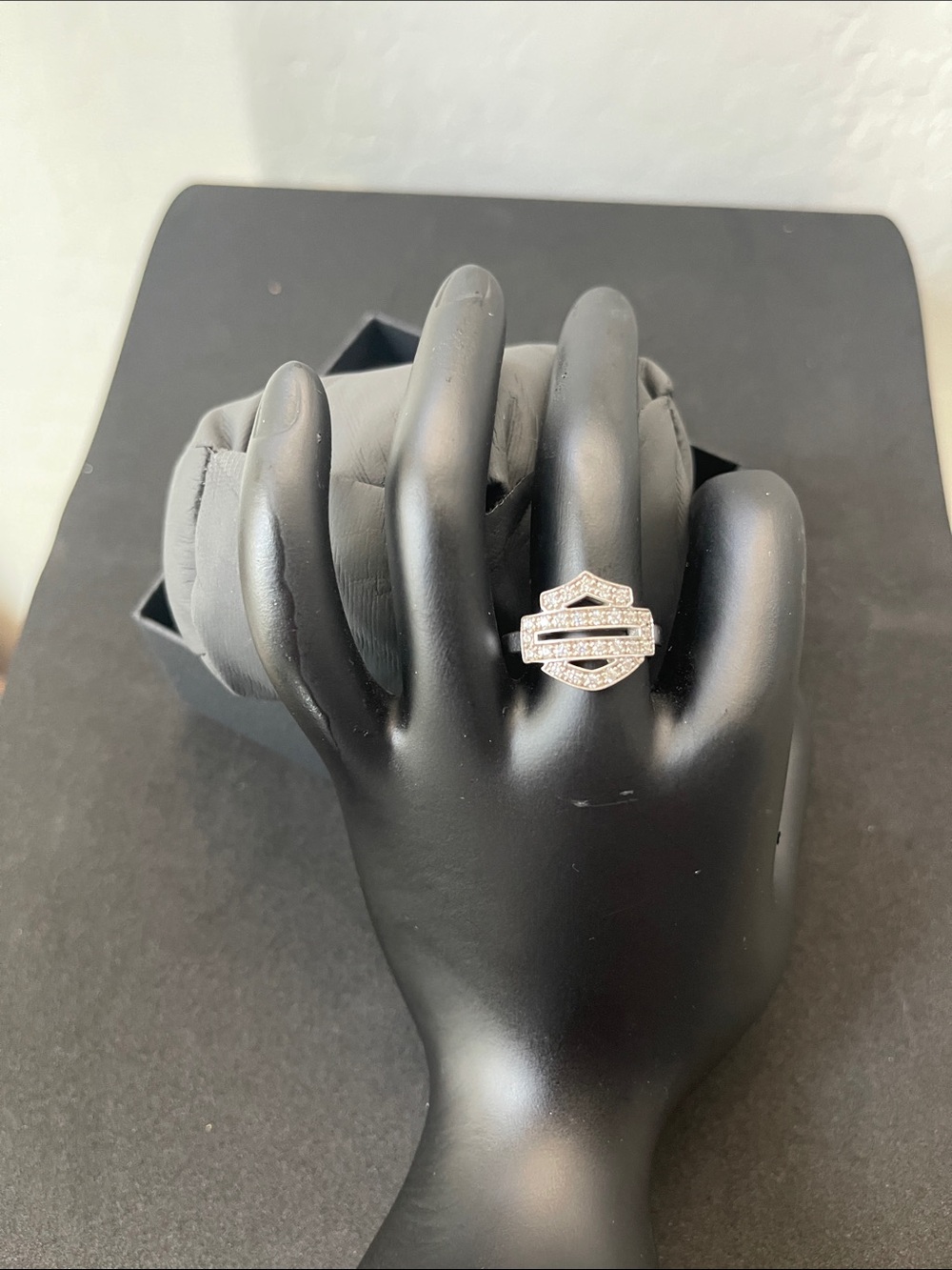 Harley-Davidson 925 Silver Pave Shield Logo Ring